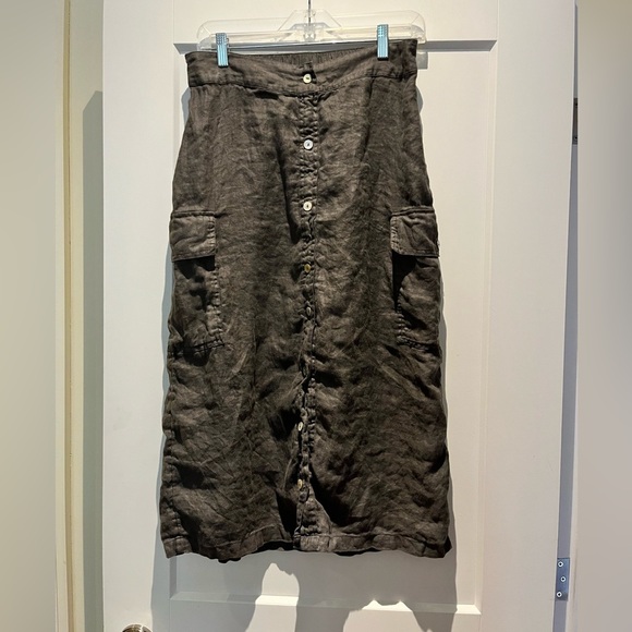 C&C California 💯 Linen Midi Cargo Utility Style Skirt - Picture 1 of 5